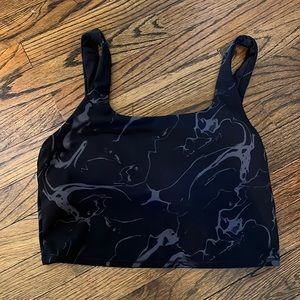 Padded longline sports bra. Black w/ grey design. Worn once, perfect condition
